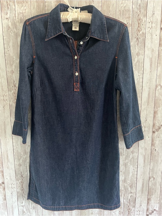 GAP Dresses & Skirts - GAP Vintage 3/4 Sleeve Denim Shirt Dress Contrast Stitching Timeless Small